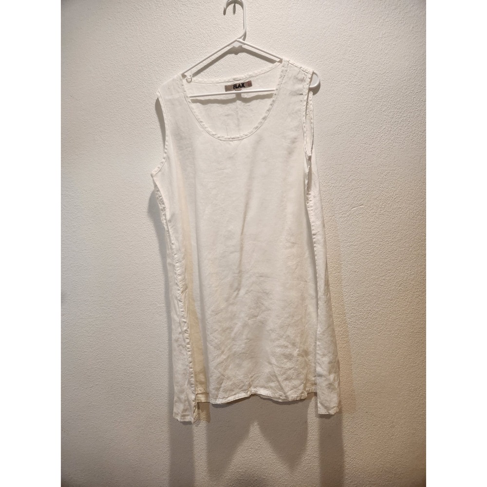 FLAX‎ 100% Linen Sleeveless Tunic Top Natural Ivory M NWOT Lithuania
